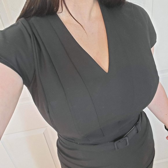 Banana Republic Black Work Dress with Matching Belt - Size 8 - Picture 5 of 7